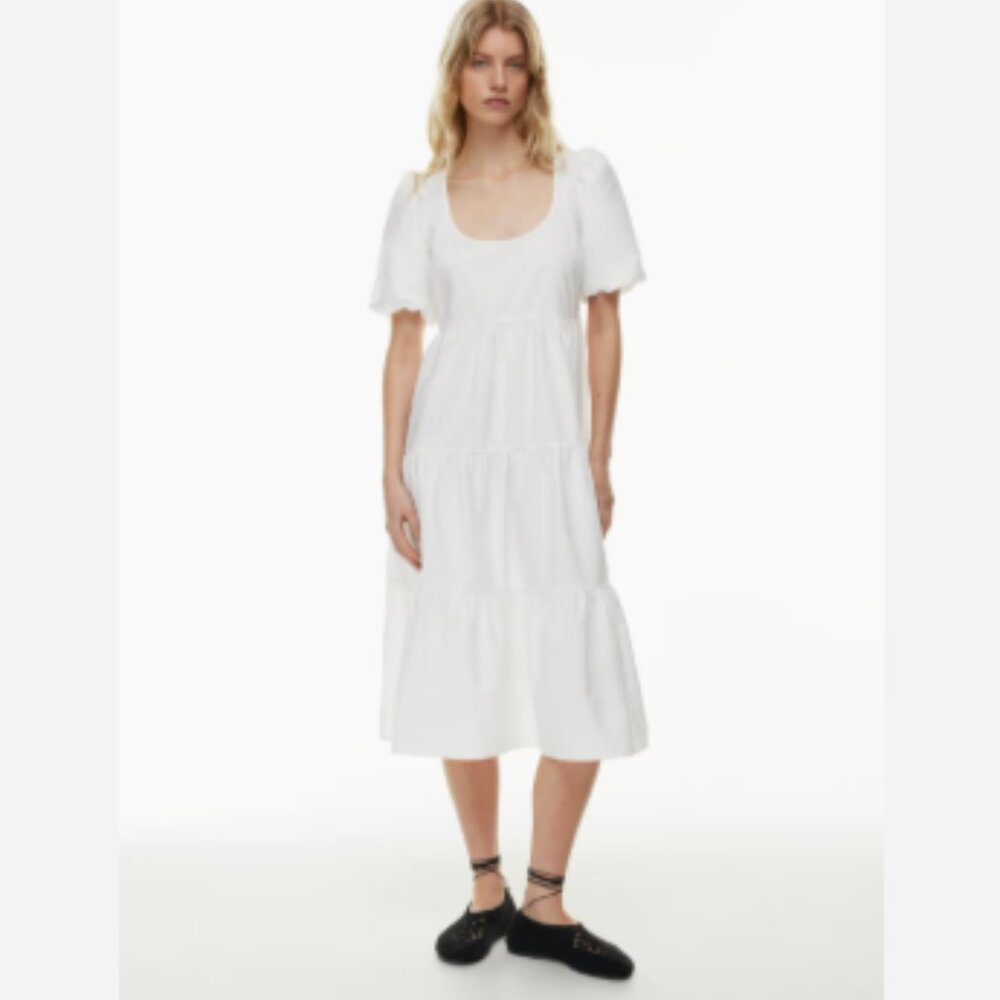 Little Moon White Tiered Midi Dress